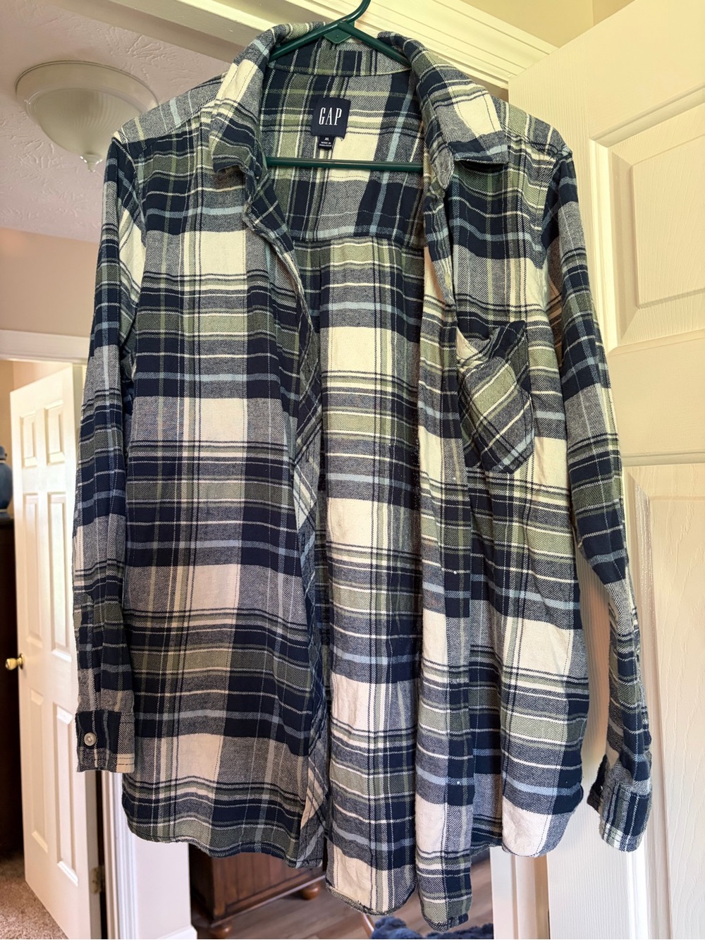 GAP Olive & Navy Plaid Flannel Shirt